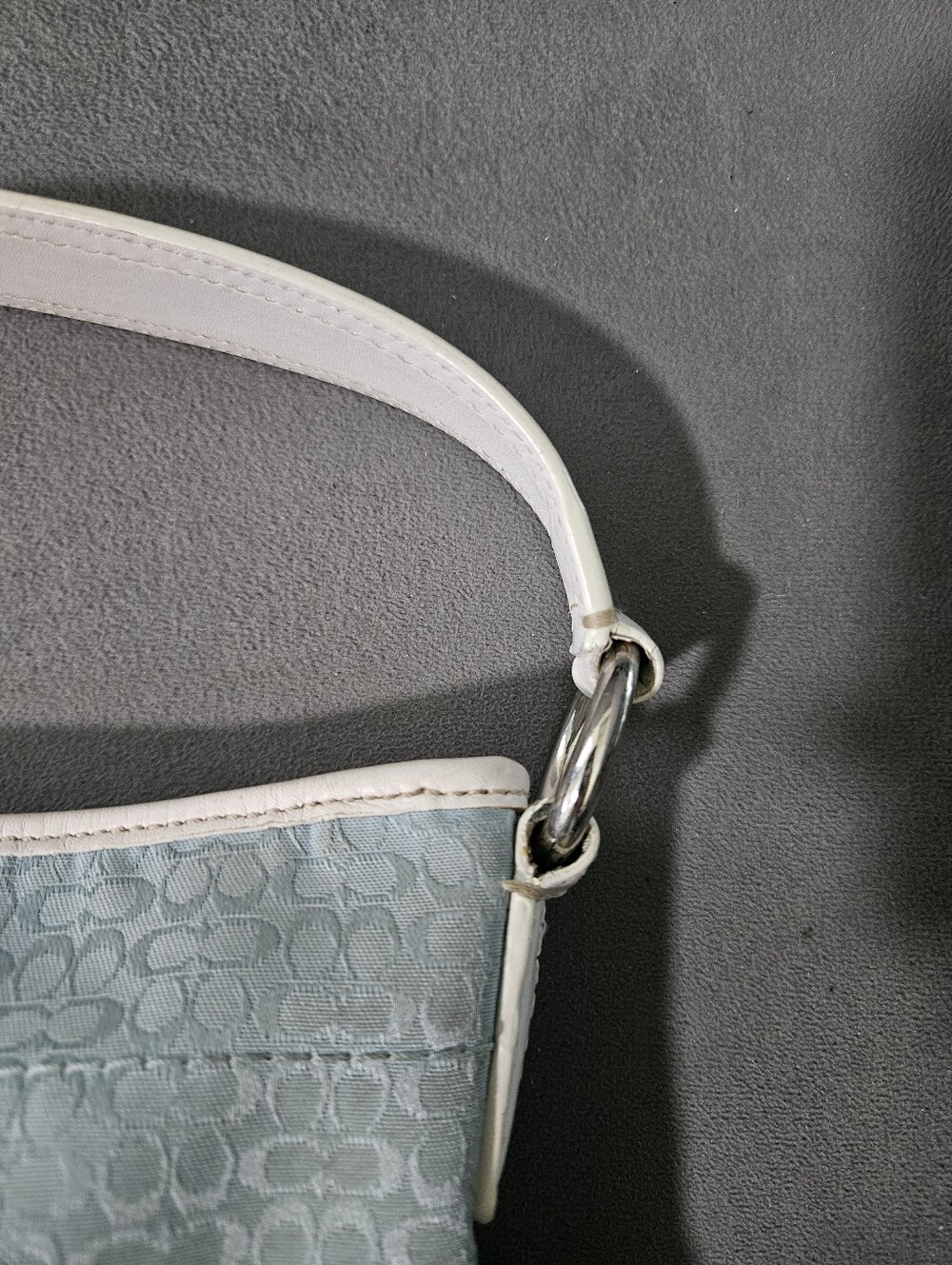 Coach Vintage Y2K Blue White Signature Monogram Canvas Leather Soho Shoulder Bag - Picture 9 of 16